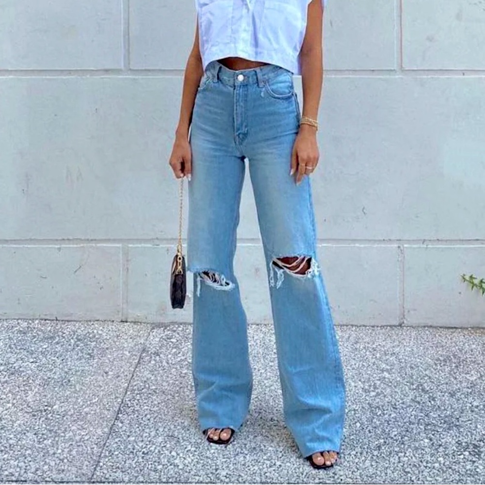 Zara 90s Full Length Wide Leg Distressed